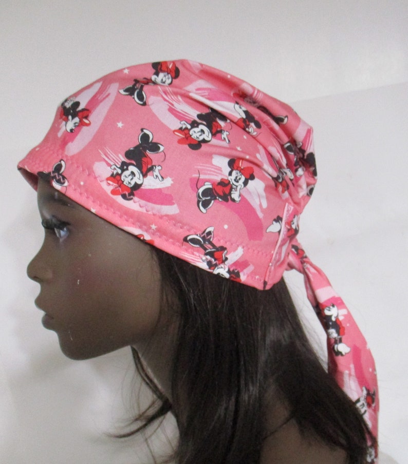 Chemo Hat Minnie in Pink New Print Cancer Hat, Alopecia, Head Cover image 3