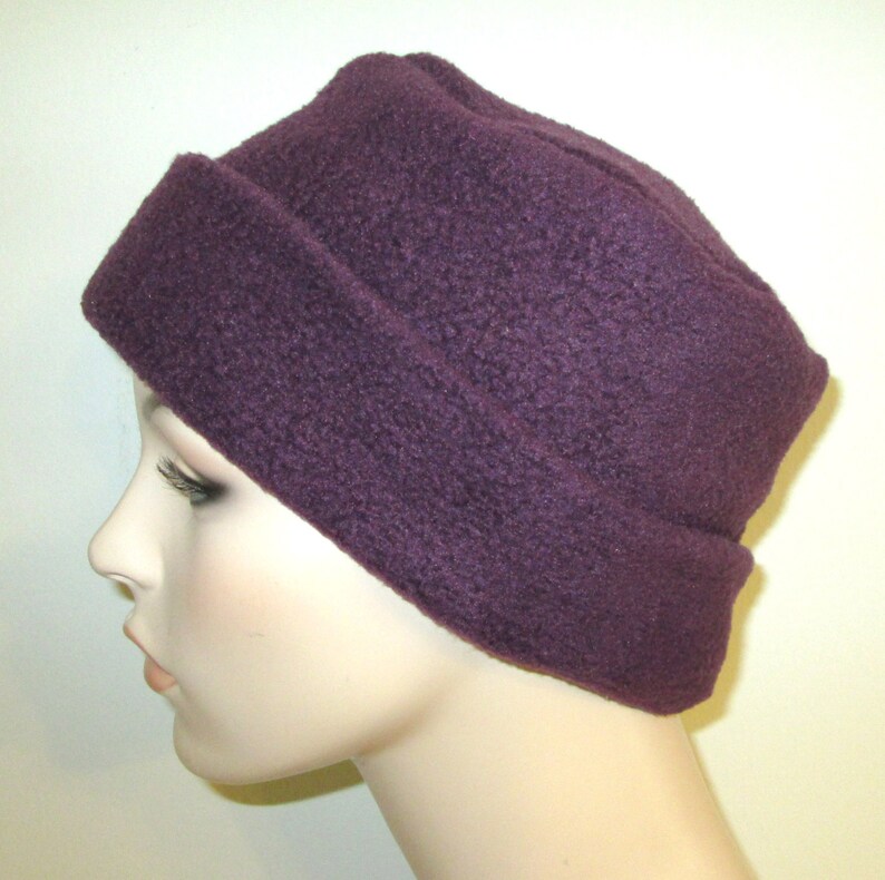 Rich Plum Color Anti Pill Fleece Pillbox Hat Winter Hat Etsy