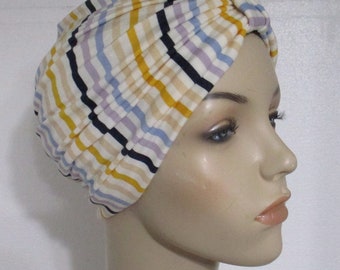 Chemo Hat Pastel Stripes Knit Turban Womens Hat Cancer Hat Alopecia Modest headwear