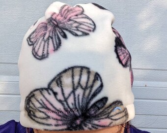 Womens Fleece Comfy Butterfly  Chemo Hat Cancer Hat Winter Hat Alopecia