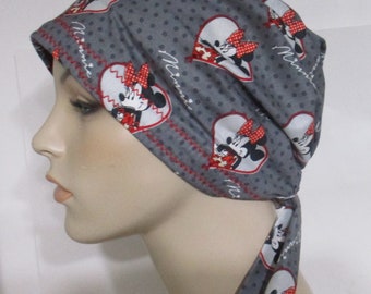 Minnie Valentine Hearts  Chemo Scarf Hat, Cancer Hat, Hijab, Alopecia Bad Hair Day Modest Headwear