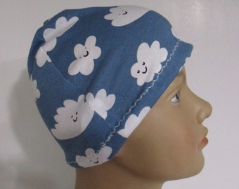 Happy Clouds Chemo Hat for Kids, Sleep Hat, Baby Hat, Chemo Headwear, Cancer Care Package