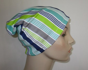 Unisex Slouch Striped Print Chemo  Hat Play Sleep Cap, Cancer Hat, Alopecia   Chemo Hat