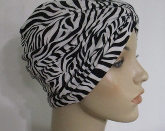 Zebra Print Knit Turban, Women's Hat, Cancer Hat, Alopecia, Modest headwear