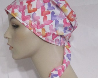 Chemo scarf Valentine Hearts  Cancer Hat,  Alopecia, Head Cover Gift for Cancer Patient