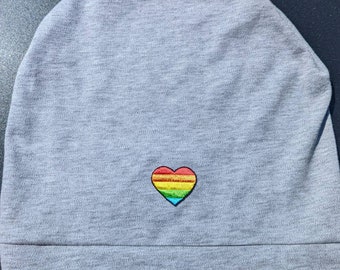 Womens  Gray w Rainbow Knit Slouch Beanie   Alopecia Beach Hat Chemo Hat