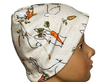 Bonnet anti-alopécie chimio enfant lapin lapin carottes imprimé taille enfant