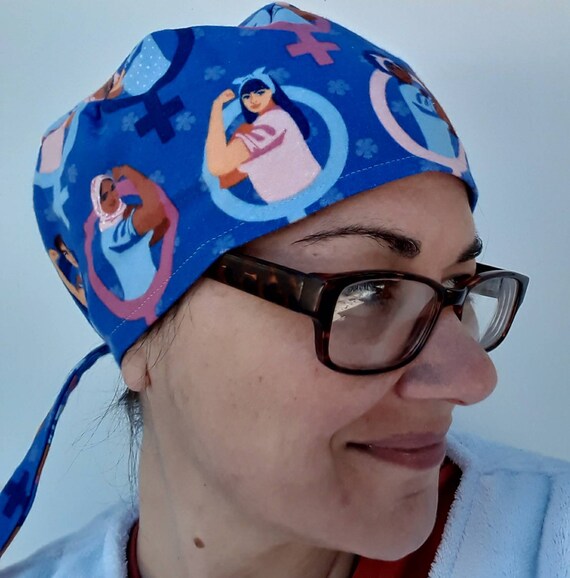 Muscled Woman Flannel Scrub Cap OR Cap 