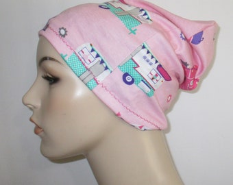 Unisex Slouch RV Camper Print Chemo  Hat Play Sleep Cap, Cancer Hat, Alopecia   Chemo Hat