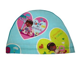 Kids Doc McStuffins Big Hearts Lightweight Hat -Chemo, Cancer, Alopecia, Sleep Cap,  Chemo Hat