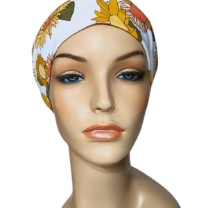 Gathered Slouch Sunflower Chemo Hat Beanie Alopecia Exercise Yoga Gardening Cancer Hat Cancer Gift Chemo Headwear image 2