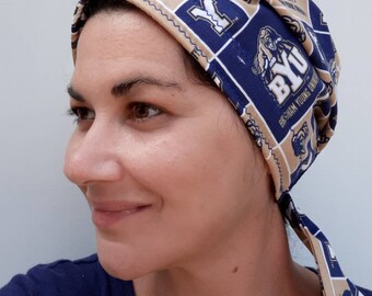 Chemo Hat Scrub Cap Brigham Young University  Cancer Hat Hijab Alopecia Nurses Hat