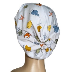 Gathered Slouch Ocean Life Chemo Hat Beanie Alopecia Exercise Yoga Gardening Cancer Hat Cancer Gift Chemo Headwear image 3