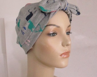 Turban polyvalent 2 voies coloré renne coton extensible chimio chapeau, Cancer Turban femmes chapeau hôpital couvre-chef alopécie