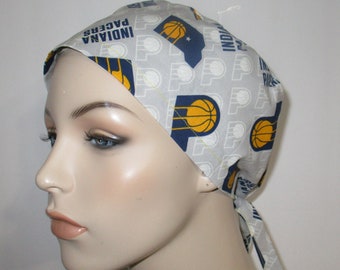 Mens  Womens Indiana Pacers  Scrub Cap   OR Cap Nurses Cap Surgical Cap Teens Chemo HatAdjustable Chemo Hat