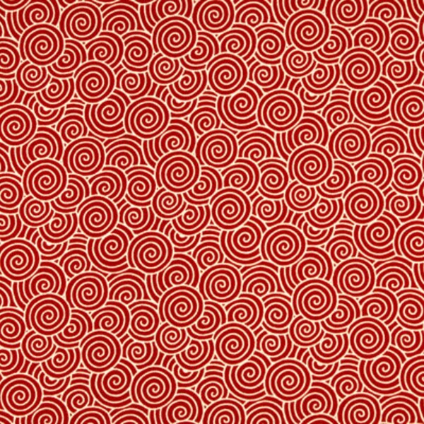 Premier Prints Fabric By the Yard - Lipstick Red Swirls on Natural - Retro Fabric - Cotton Fabric - One Yard - Yardage