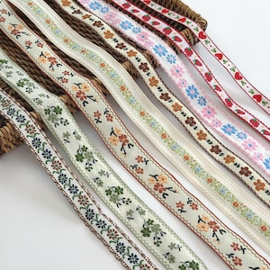 Embroidered Floral Ribbon Trim: Vintage Jacquard Sewing and Crafts image 2