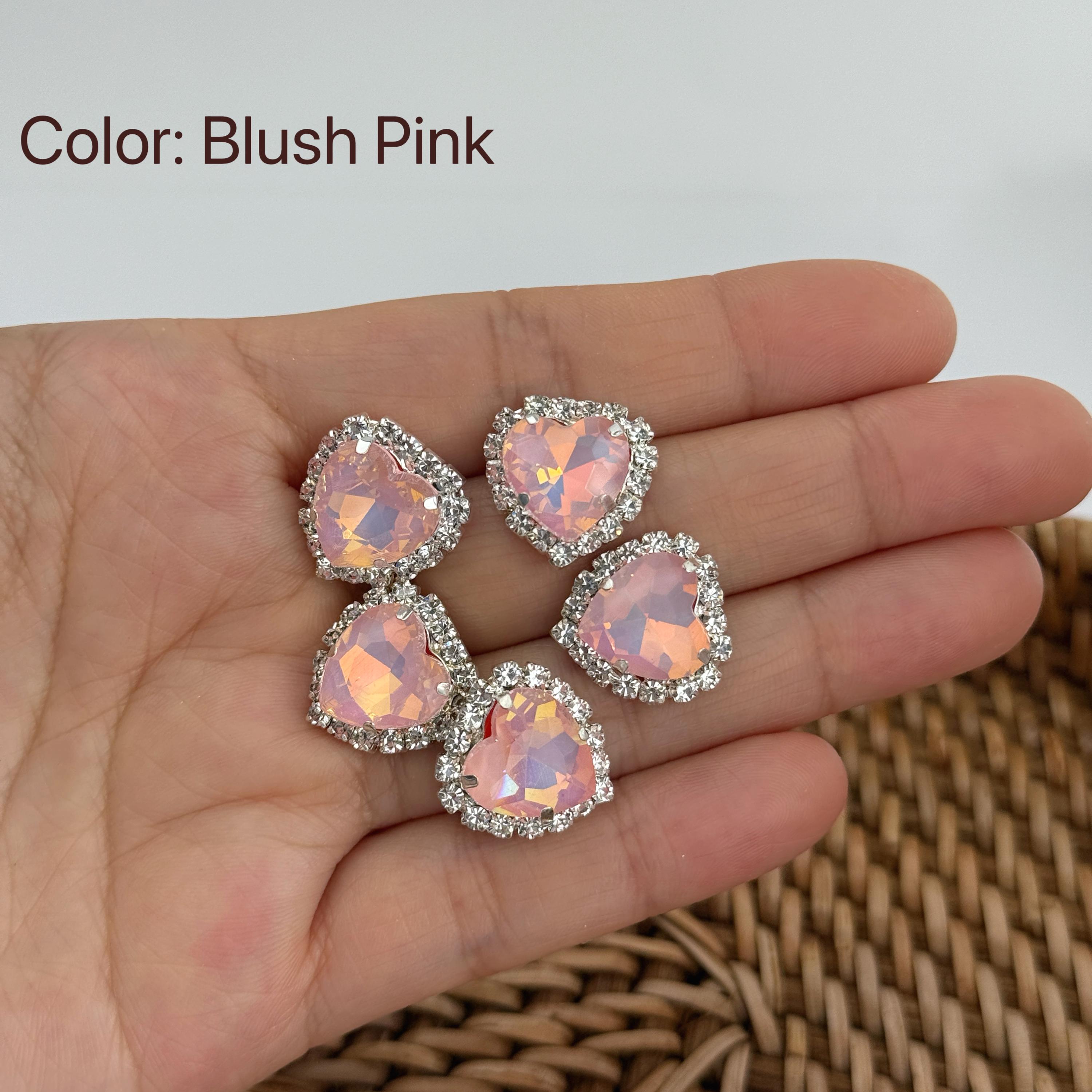 Rhinestone Heart Button, Flatback Crystal Gem, DIY Craft Embellishment ...