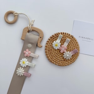 Daisy Flower Hair Clips: Embroidered Baby Girl Alligator Clips