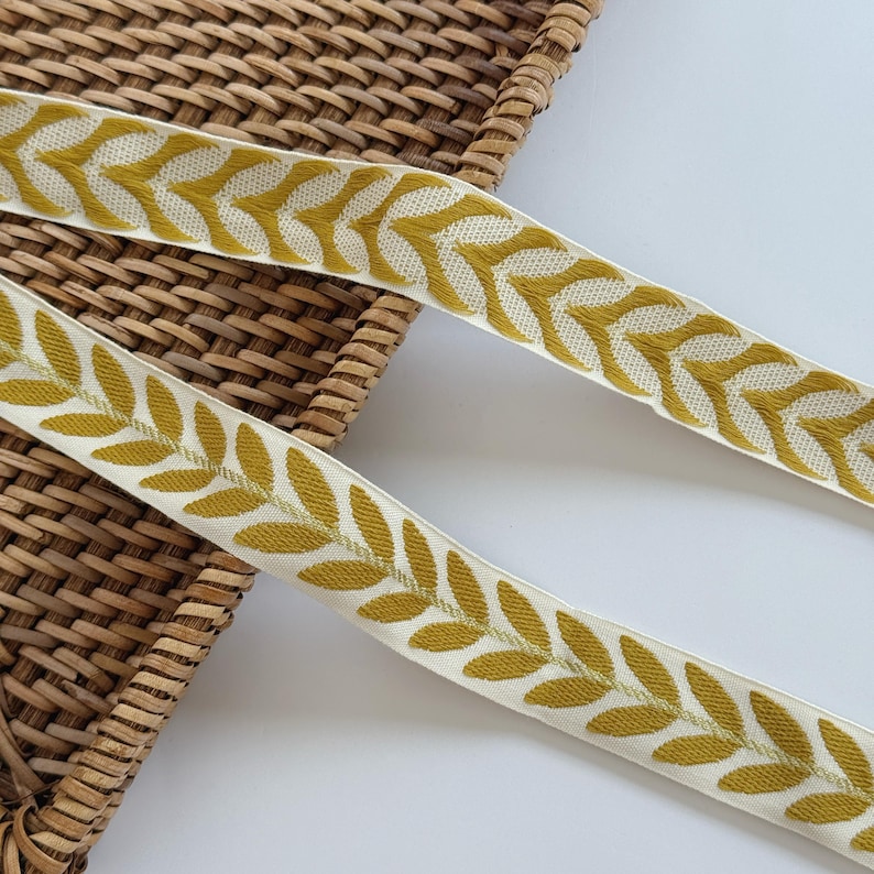 Leaf Pattern Ribbon Embroidered Leaf Jacquard Trim Ribbon, Boho Floral Woven Lace, Sewing ...