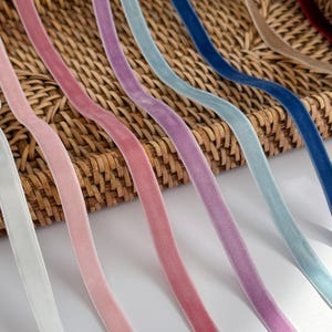 Velvet Ribbon - Soft Pastel Colors 3/8" (0.9cm) | Gift Wrapping, DIY Crafts, Hair Accessories