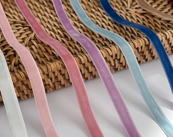 Velvet Ribbon - Soft Pastel Colors 3/8" (0.9cm) | Gift Wrapping, DIY Crafts, Hair Accessories