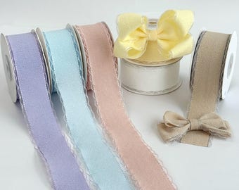 Pastel Chiffon Edge Ribbon, 1.5 Inch Wide, Wedding Invitation, Bouquet, Gift Wrap, Hair Bow