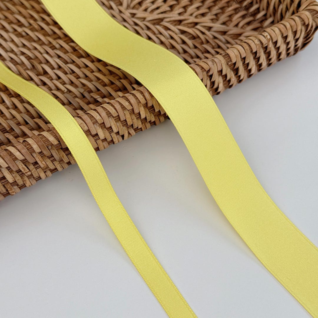 Lemon Matte Cotton Blend Ribbon - Thick Double Sided Fabric Ribbon for ...
