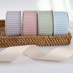 Gingham Ribbon: 1.5" Double-Sided Check Fabric for Crafts Beige, Pink, Mint, Lavender, Blue
