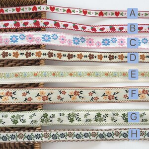 Embroidered Floral Ribbon Trim: Vintage Jacquard Sewing and Crafts image 4