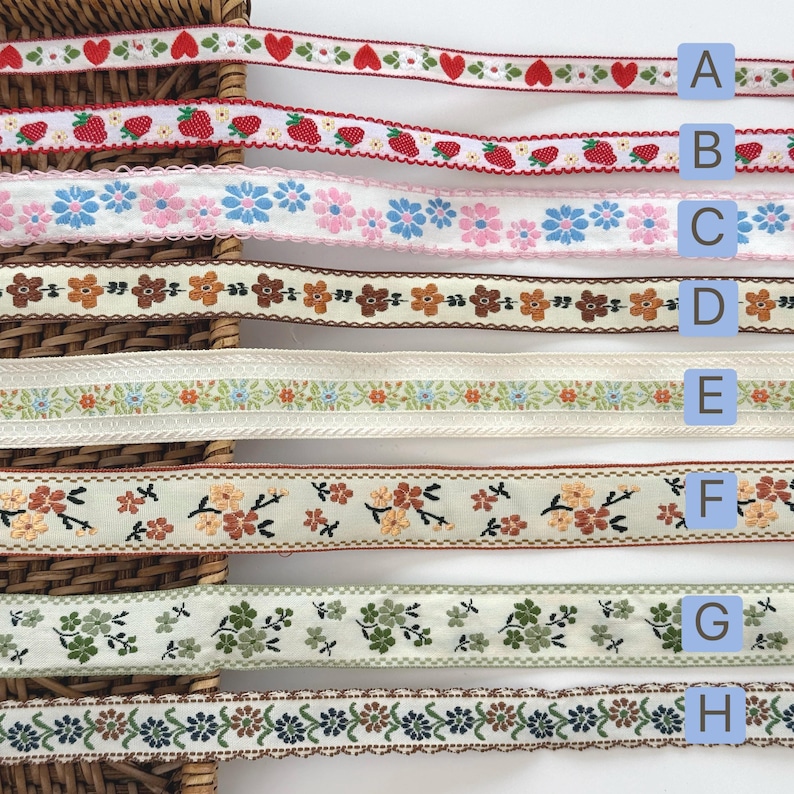 Embroidered Floral Ribbon Trim: Vintage Jacquard Sewing and Crafts image 4