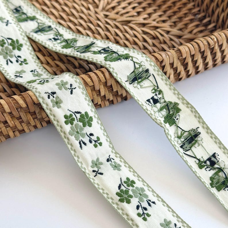 Embroidered Floral Ribbon Trim: Vintage Jacquard Sewing and Crafts image 15