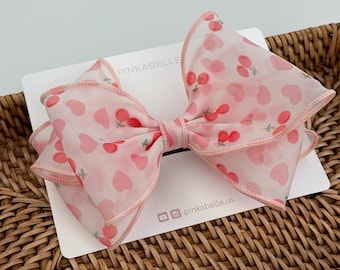 Oversized Organza Bow Hair Clip: Sheer Pink Ribbon Barrette