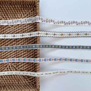 Jacquard Band, Besticktes Band mit Blumenmuster, Vintage Blumen Spitzenband, Boho DIY Spitzenband für Nähen & Basteln - Verkauft lose Ware