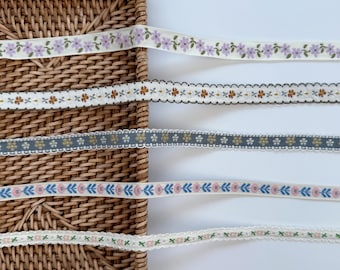 Floral Embroidered Jacquard Ribbon Trim: Vintage Boho Sewing & Craft