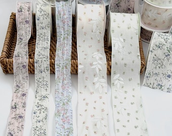 Floral Chiffon Ribbon – Soft Romantic Botanical Trim for Sewing, Bows