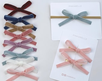 Velvet Bow Hair Clip Set or Headband: Baby Toddler Hair Accessories