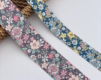 Double-Sided Floral Fabric Ribbon Trim: 1",1.5" Vintage Style DIY Craft Ribbon for Hair Bows