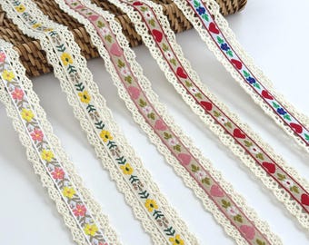 Vintage Floral Heart Lace Ribbon Trim – Cottagecore Sewing Crafting Supplies