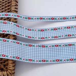 Blue Lace Jacquard Embroidery Ribbons for Sewing Craft Wedding Decoration, 10mm/25mm/38mm wide Vintage Fabric Ribbon Trim