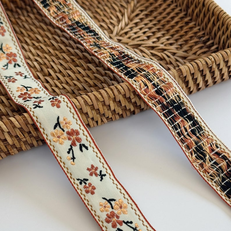 Embroidered Floral Ribbon Trim: Vintage Jacquard Sewing and Crafts image 14