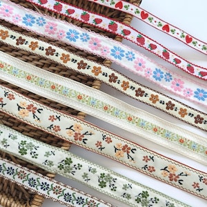 Embroidered Floral Ribbon Trim: Vintage Jacquard Sewing and Crafts image 3