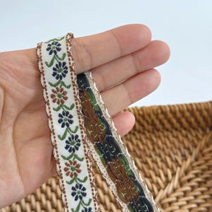 Embroidered Floral Ribbon Trim: Vintage Jacquard Sewing and Crafts H: Dark Brown