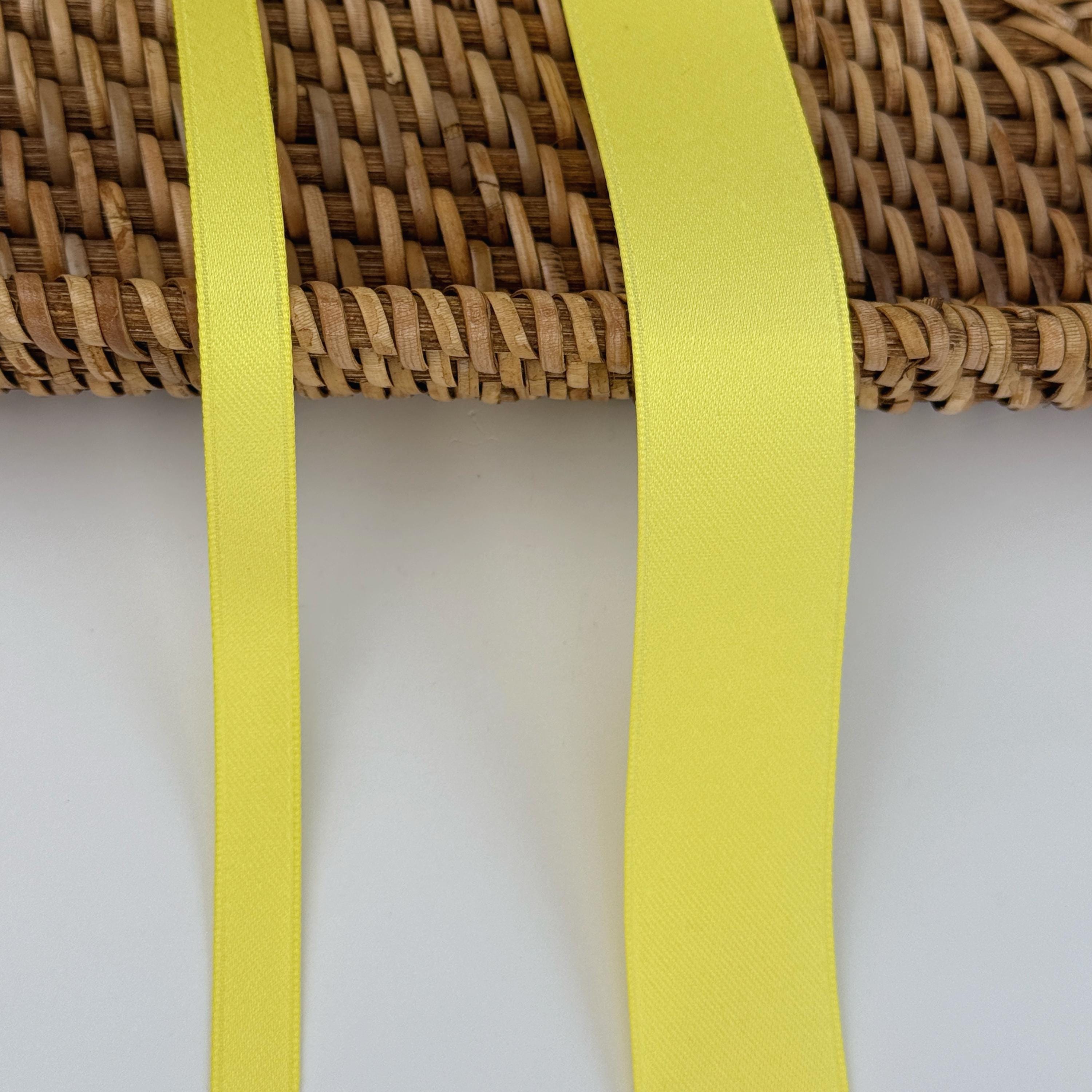 Lemon Matte Cotton Blend Ribbon - Thick Double Sided Fabric Ribbon for ...