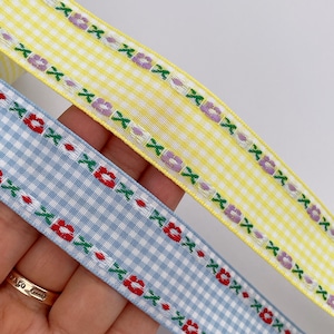 Gelbe Jacquard-Stickereibänder zum Nähen, Fertigen, Hochzeitsdekoration, 1 cm / 2,5 cm / 3,8 cm breites Stickbandband