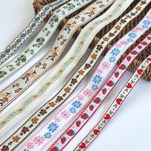 Embroidered Floral Ribbon Trim: Vintage Jacquard Sewing and Crafts image 13