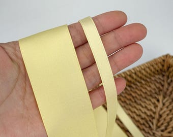 Cinta amarilla mate de mezcla de algodón - Cinta de tela gruesa de doble cara para lazos, costura y manualidades