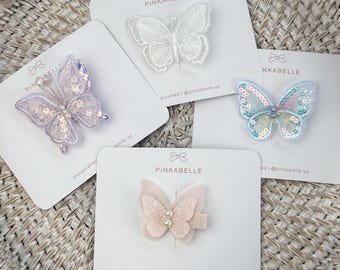 Gestickter Schmetterling Haarclip: Spitze Tüll, Blumenmädchen Accessoire
