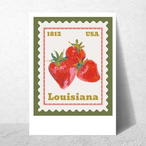 Louisiana Erdbeere Kunstdruck - Vintage Briefmarken Poster Download