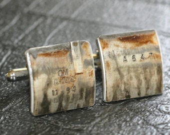 Chevy Engine Part CUFFLINKS - with original stampings of part #s and letters - Car Part Cufflinks - Gift for Car Guy - Engine Art Cufflinks